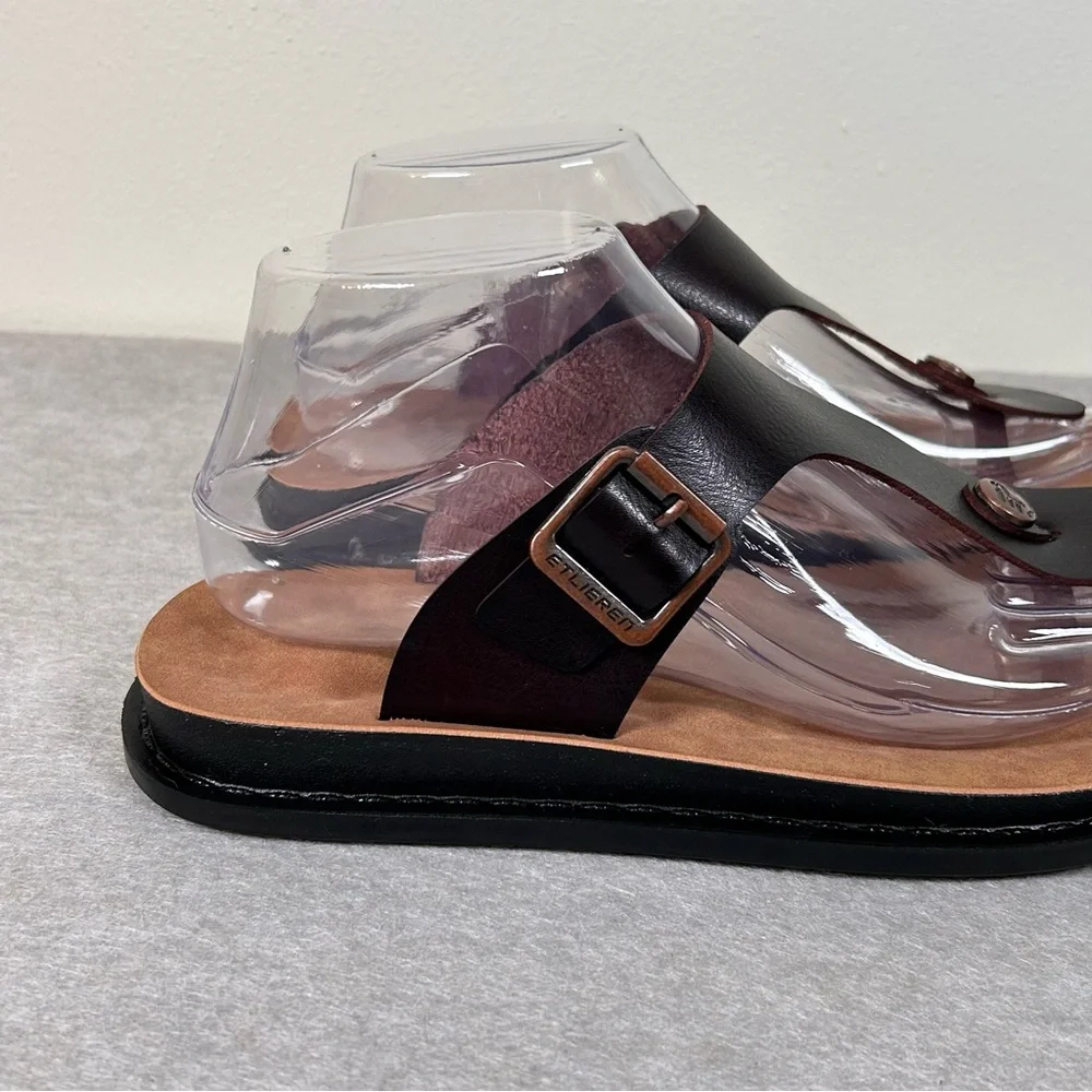 ETLieren Flip-Flops Sandals Men’s Size 6 EU-38 Leather Comfort Dark Brown